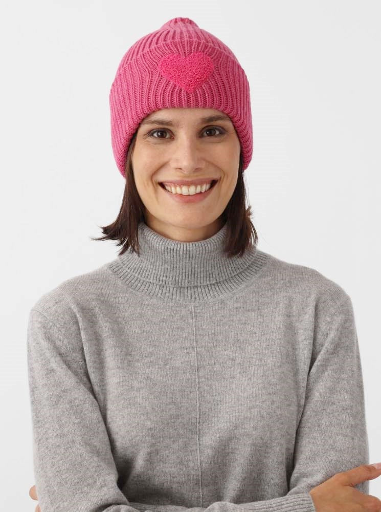 💕 Zwillingsherz Mütze "Herzchen" Kaschmir Wolle Viskose nachhaltig Pink