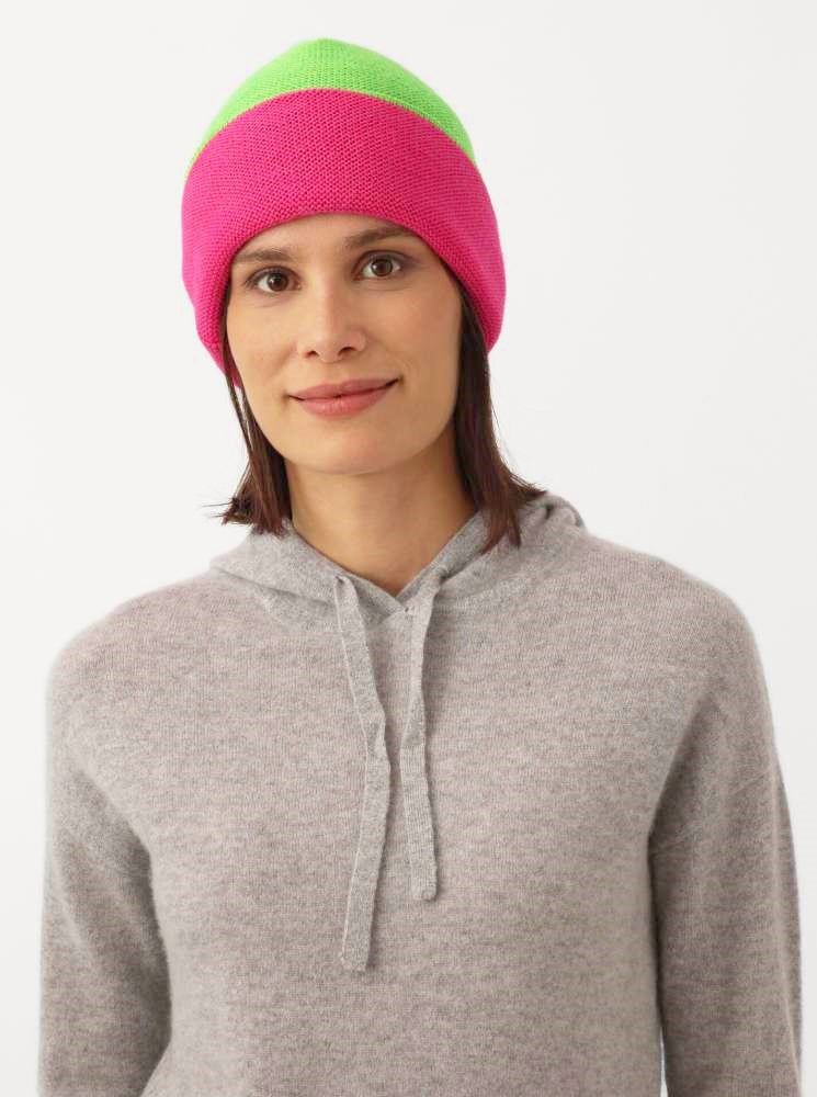 💕 Zwillingsherz Mütze "Wendemütze 1" Kaschmir Grün Pink
