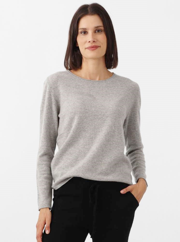 đź’• Zwillingsherz Pullover Pulli "Rundhals" 100 % Kaschmir Cashmere Hellgrau