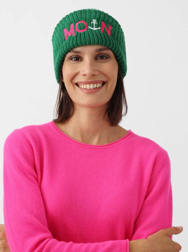 💕 Zwillingsherz Mütze "Moin" Blogger Beanie Wolle Grün