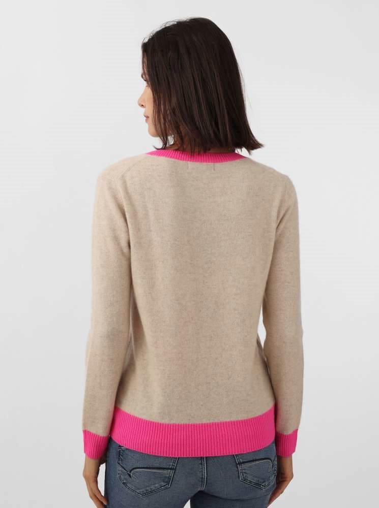 đź’• Zwillingsherz Pullover Pulli "V-Neck" 100 % Kaschmir Cashmere Beige