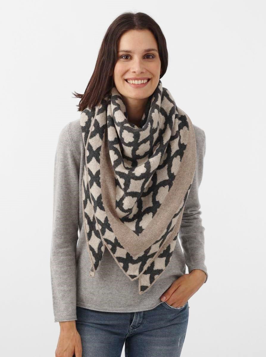 💕 Zwillingsherz Dreieckstuch "Hanna Maria" Wolle Kaschmir Beige