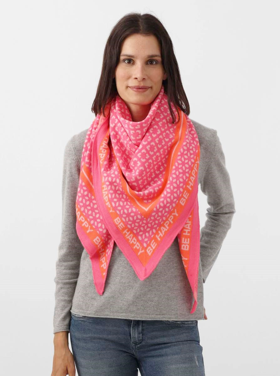 💕 Zwillingsherz Dreieckstuch "Be happy" Baumwolle nachhaltig Pink Orange