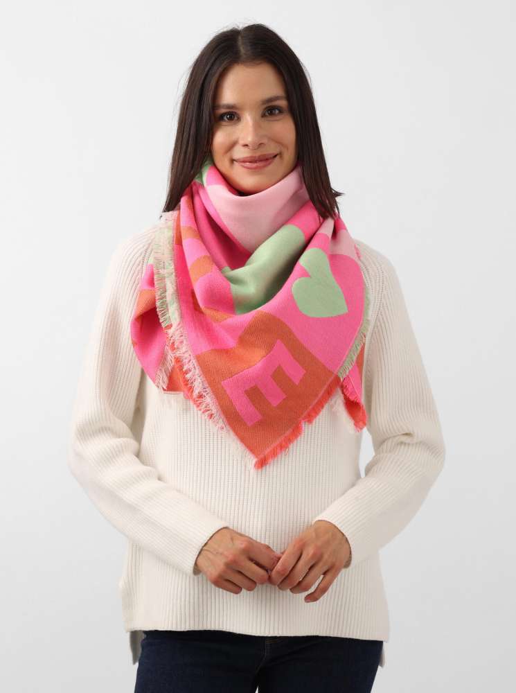 💕 Zwillingsherz Dreieckstuch Viereck "Nadeen" Wolle Pink
