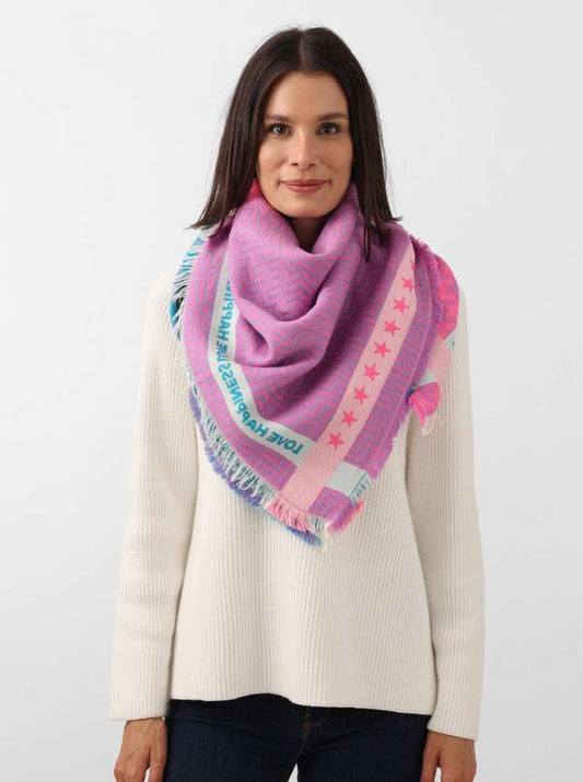 💕 Zwillingsherz Dreieckstuch Viereck "Wally" Wolle Lila Blau