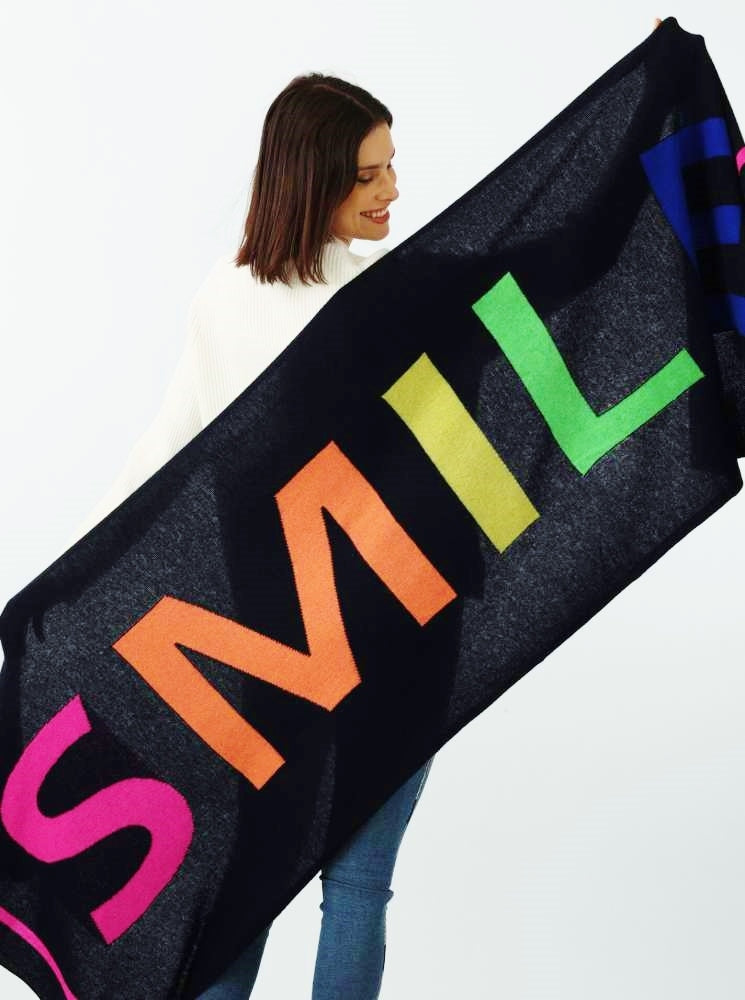 💕 Zwillingsherz XXL Schal "Smile" 100 % Cashmere Kaschmir Navy