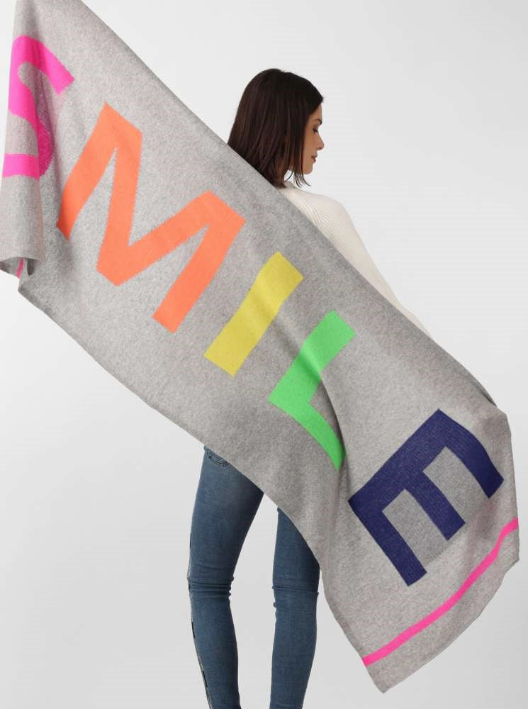 💕 Zwillingsherz XXL Schal "Smile" 100 % Cashmere Kaschmir Grau