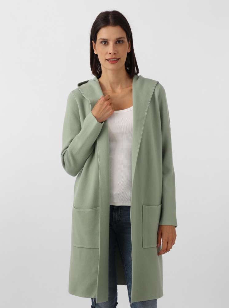💕 Zwillingsherz Strickjacke "Janina Basic" Strickmantel offen Salbei