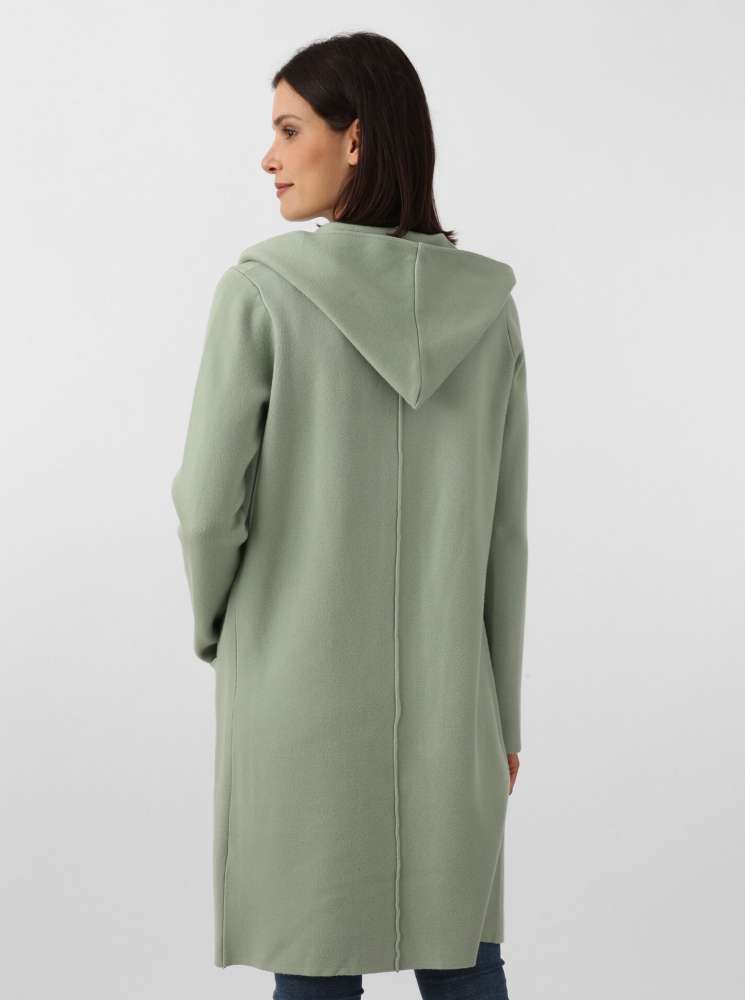 💕 Zwillingsherz Strickjacke "Janina Basic" Strickmantel offen Salbei