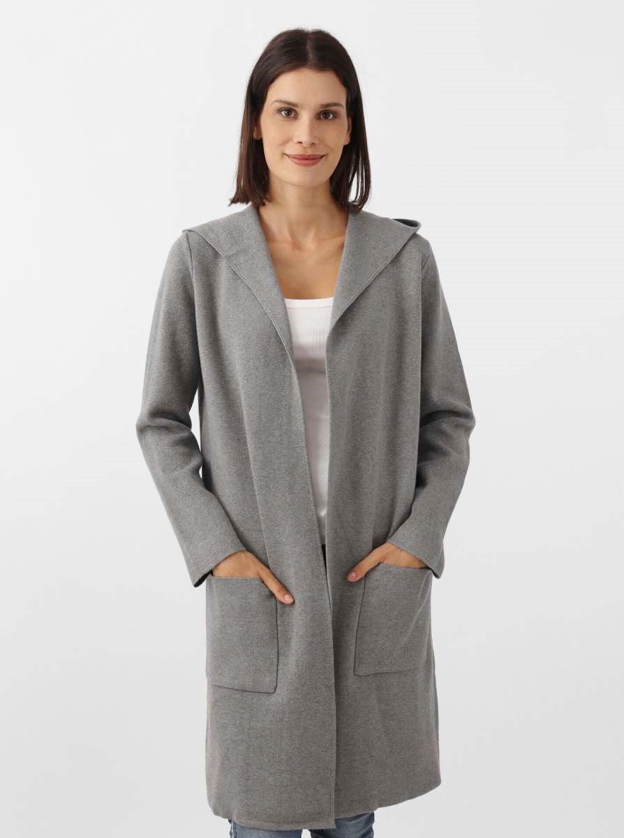 đź’• Zwillingsherz Strickjacke "Janina Basic" Strickmantel offen Dunkelgrau