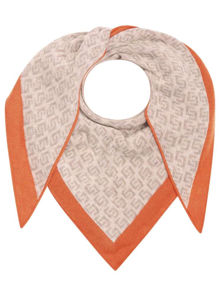 💕 Zwillingsherz Dreieckstuch "Twist" Wolle Kaschmir Beige Orange