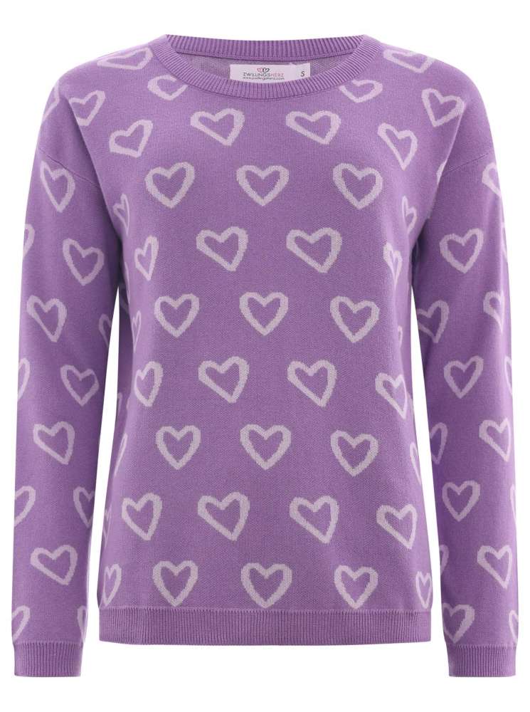 đź’• Zwillingsherz Pullover Pulli "Coralie" 100 % Baumwolle Flieder