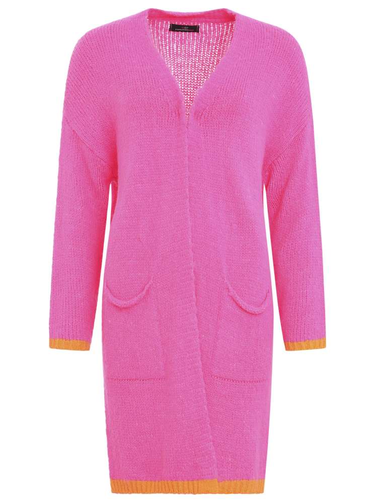 💕 Zwillingsherz Strickjacke "FloridaZh" Wolle Neonpink