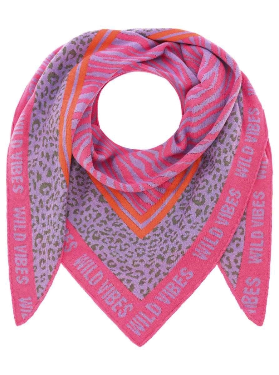 💕 Zwillingsherz Dreieckstuch "Wild Vibes" Baumwolle Flieder Pink Orange