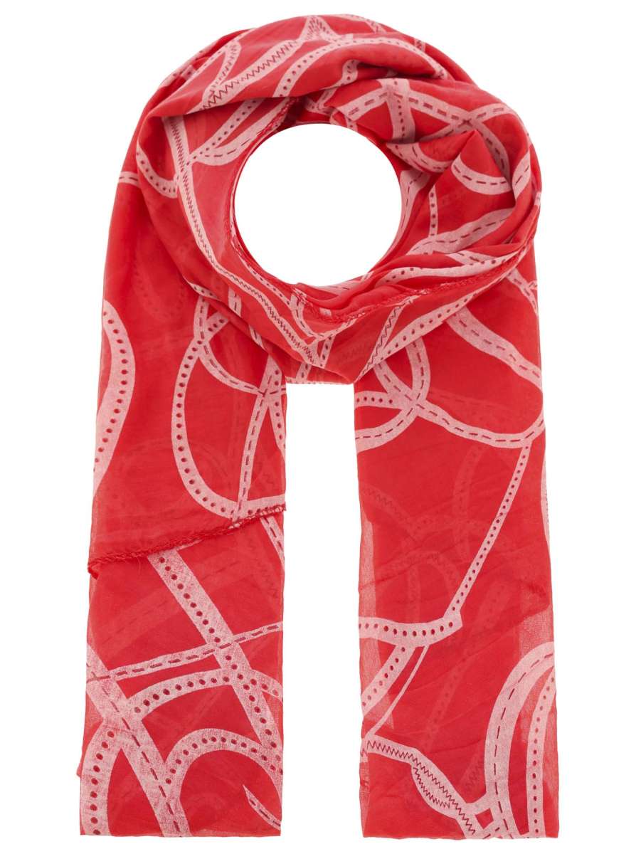 Schal Tuch "The Chain" Baumwolle Seide Rot