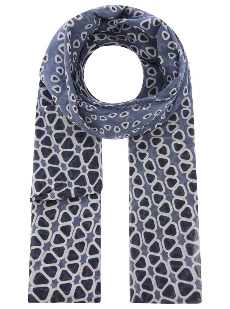 Tuch "Muster & Mix" Baumwolle Seide Jeansblau