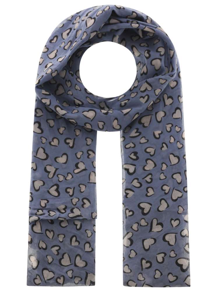 Tuch "Herbst & Herzen" Baumwolle Seide Jeansblau
