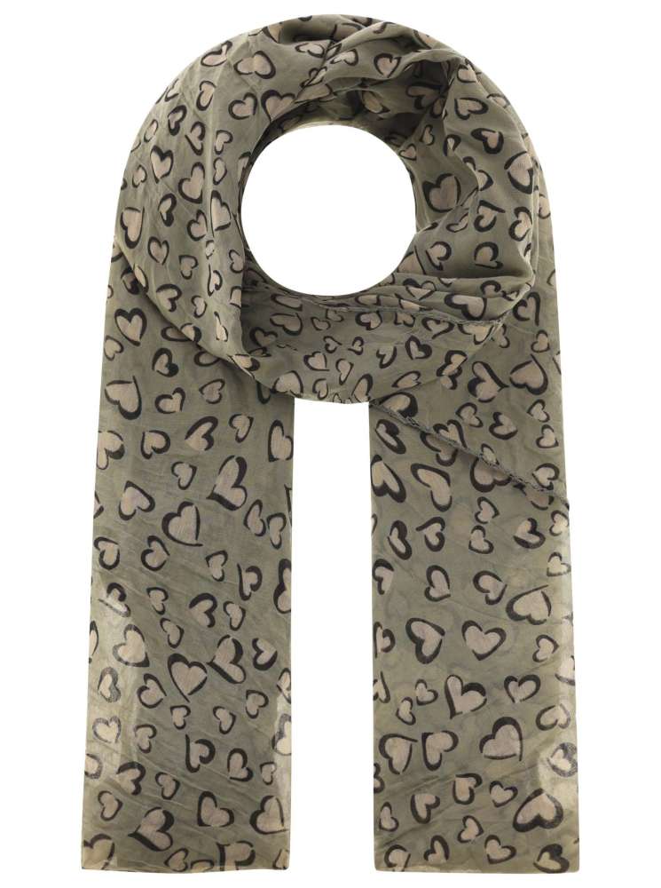 Tuch "Herbst & Herzen" Baumwolle Seide Khaki