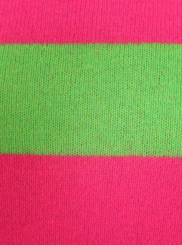 💕 Zwillingsherz Pullover Pulli "Streifen" 100 % Kaschmir Cashmere Neonpink Grün