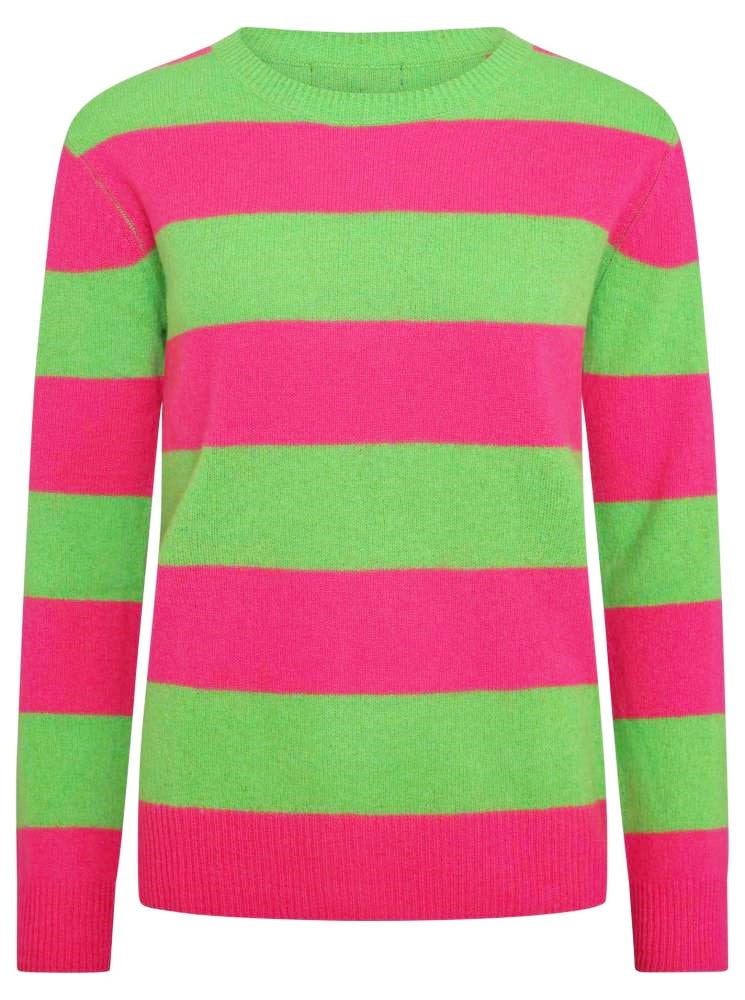 💕 Zwillingsherz Pullover Pulli "Streifen" 100 % Kaschmir Cashmere Neonpink Grün