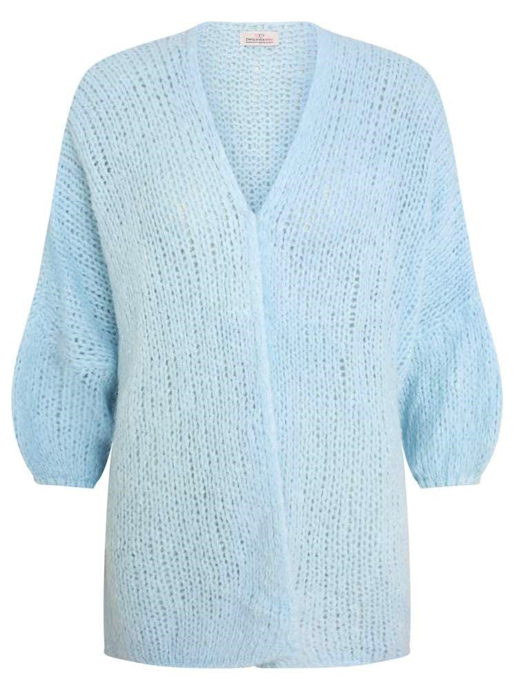 đź’• Zwillingsherz XXL Strickjacke "Skopje" Wolle Hellblau