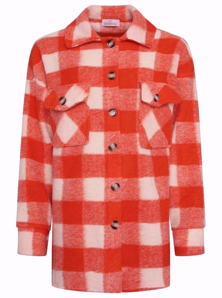 💕 Zwillingsherz Wolljacke Hemd "Kairo" Wolle Orange
