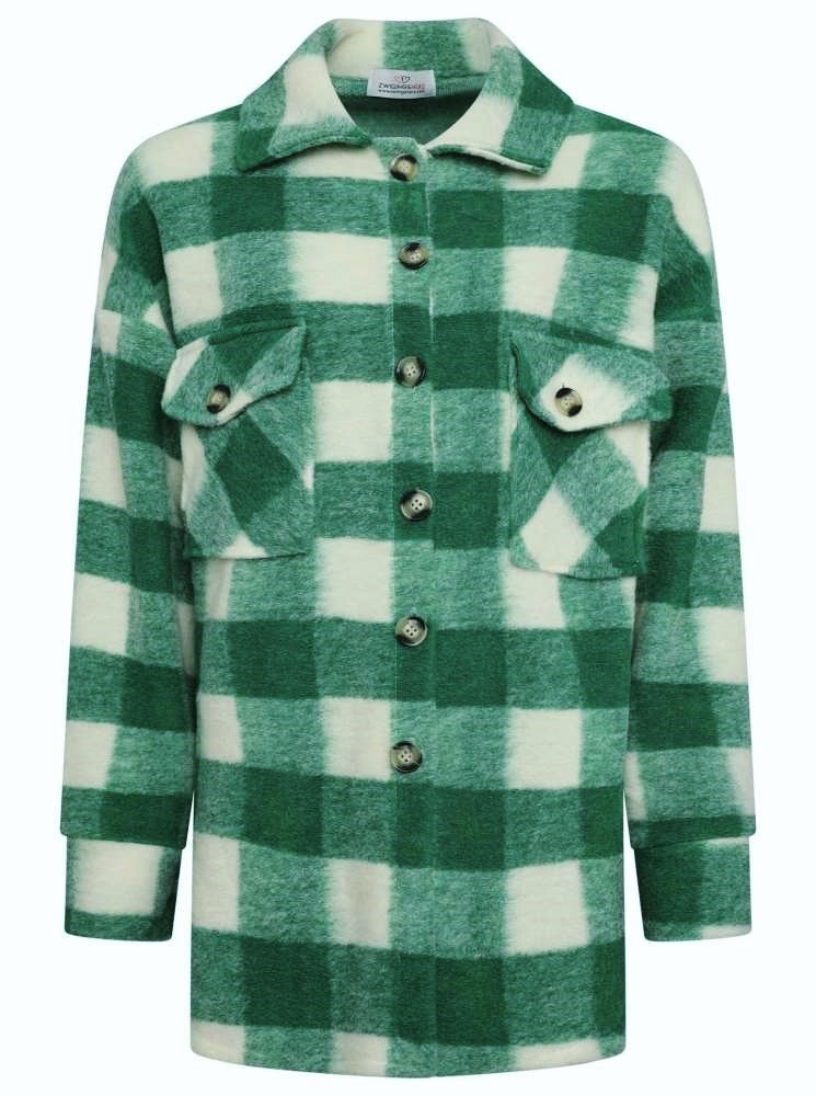 💕 Zwillingsherz Wolljacke Hemd "Kairo" Wolle Grün