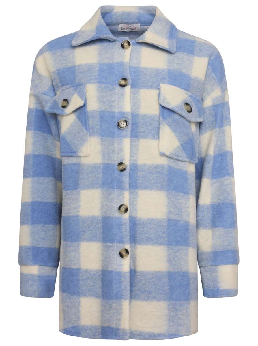 💕 Zwillingsherz Wolljacke Hemd "Kairo" Wolle Blau