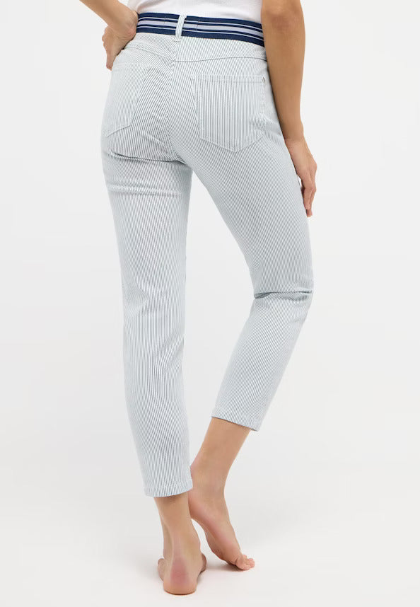 Angels Jeans Ornella Streifen Sportiy mit Dehnbund 5 Pocket verkürzt Blue