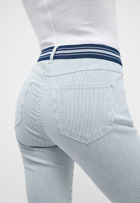 Angels Jeans Ornella Streifen Sportiy mit Dehnbund 5 Pocket verkürzt Blue