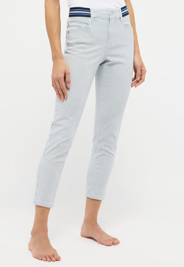 Angels Jeans Ornella Streifen Sportiy mit Dehnbund 5 Pocket verkürzt Blue