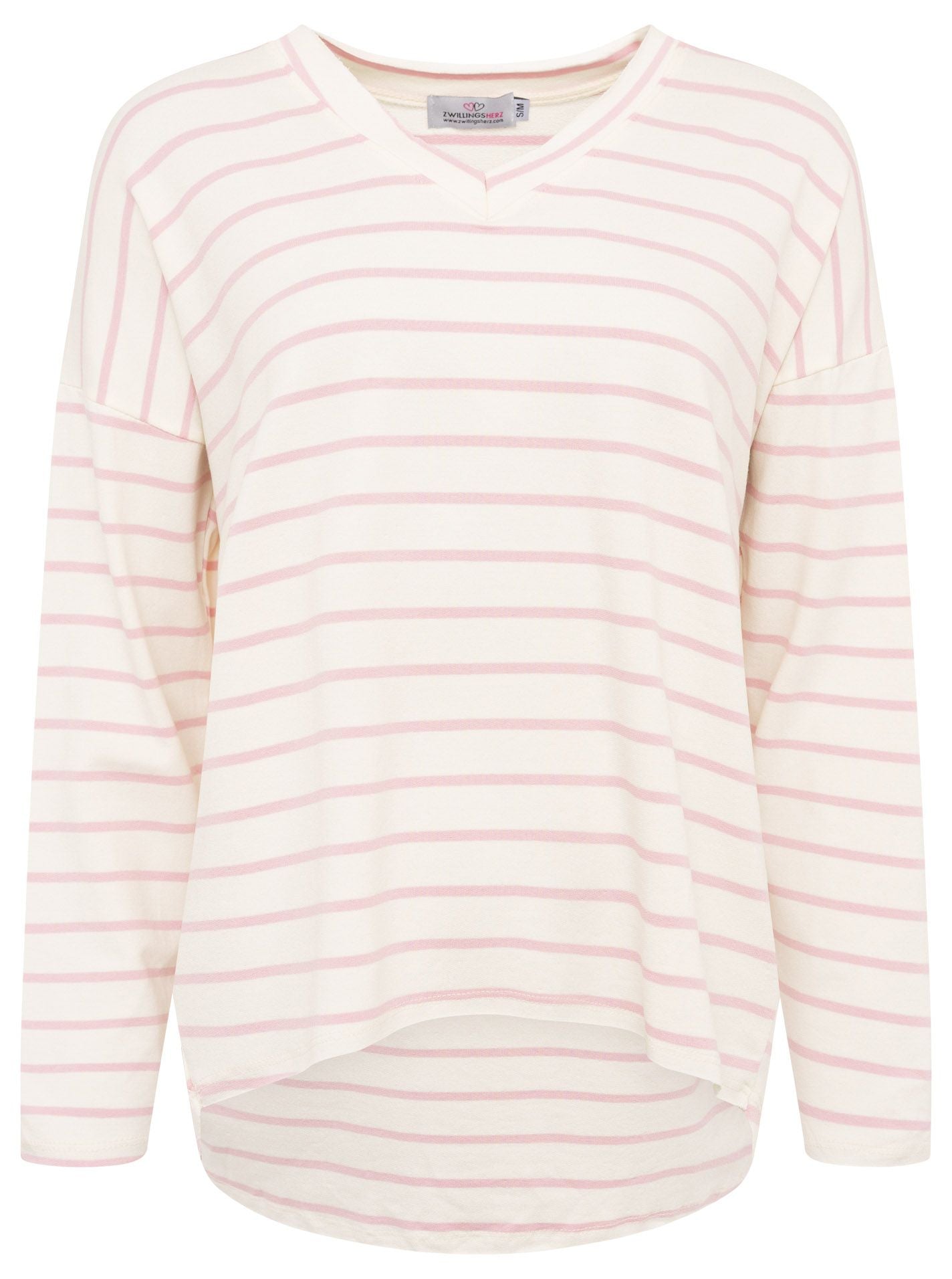 💕 Zwillingsherz Sweatshirt "Keine Streifen" Sweater V-Neck Rosa