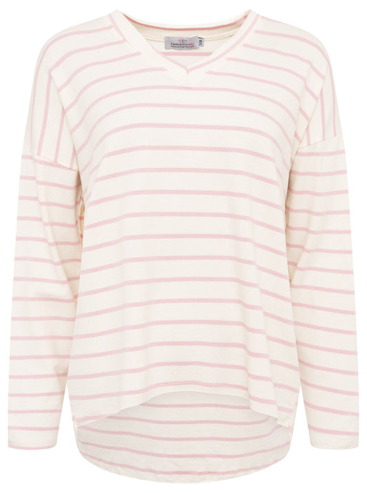 💕 Zwillingsherz Sweatshirt "Keine Streifen" Sweater V-Neck Rosa