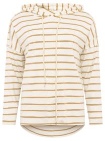 💕 Zwillingsherz Sweatshirt mit Kapuze "Kleine Streifen" Viskose Beige
