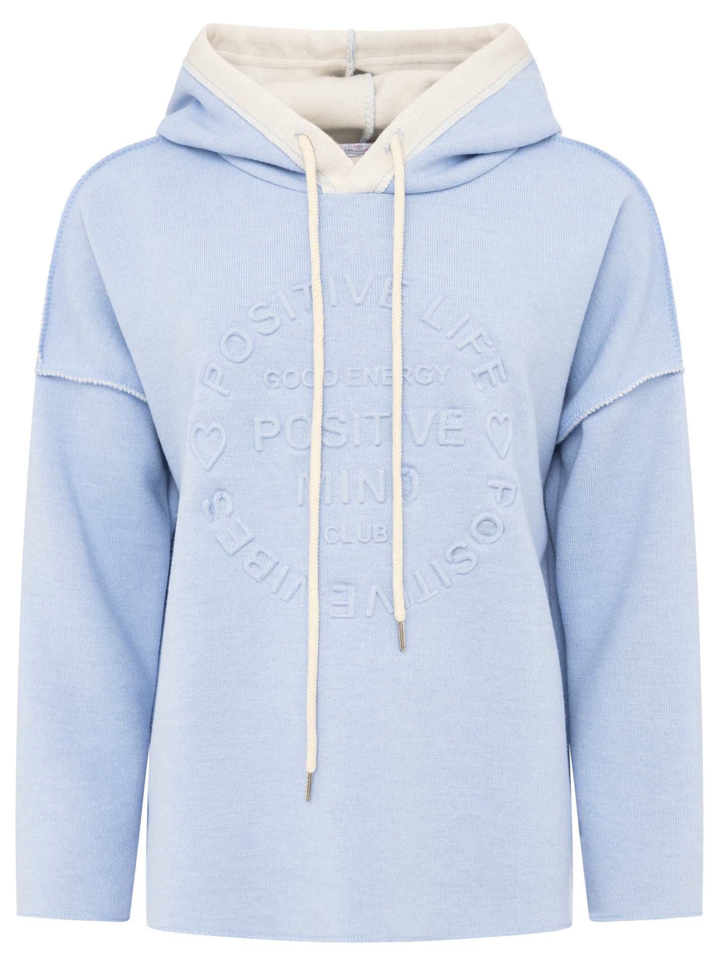 💕 Zwillingsherz Hoodie Double Face "Positive Mind" Stempeldruck Hellblau