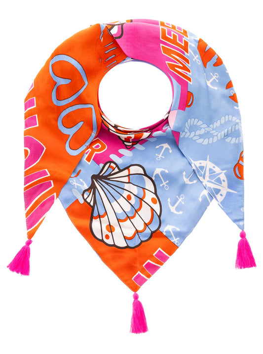 💕 Zwillingsherz Dreieckstuch "Meer Anker Mix" 100 % Viskose nachhaltig Rot