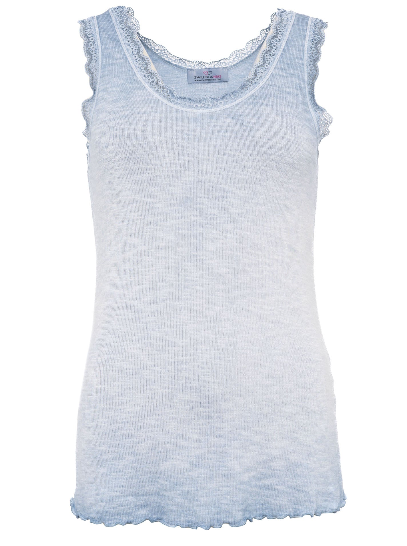 💕 Zwillingsherz Top "Spitze" Hellblau