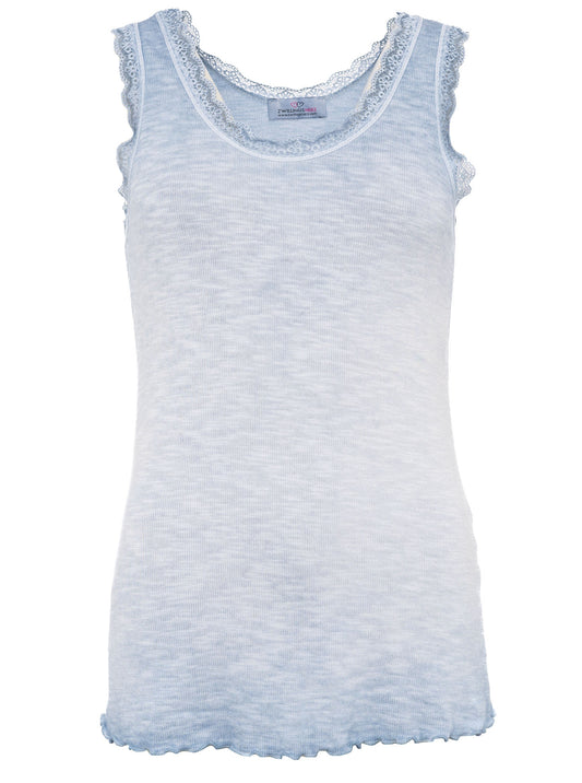 💕 Zwillingsherz Top "Spitze" Hellblau