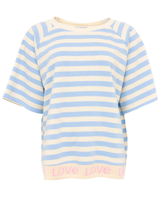 💕 Zwillingsherz Shirt "Streifen & Love" Baumwolle Jersey Hellblau