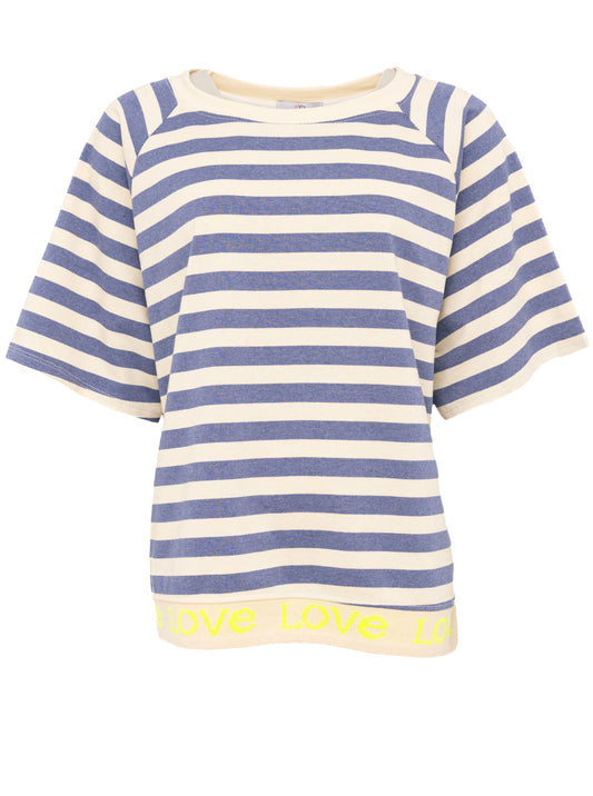 💕 Zwillingsherz Shirt "Streifen & Love" Baumwolle Jersey Jeansblau