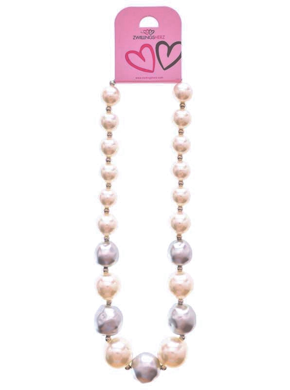 💕 Zwillingsherz Kette "Different Balls" Weiß Silber