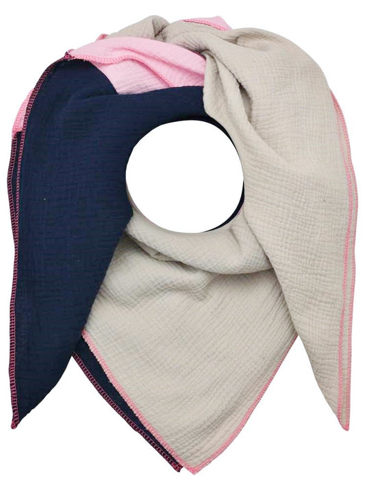 💕 Zwillingsherz Dreieckstuch "Nikita" Musselin Viereck Rosa Beige Navy