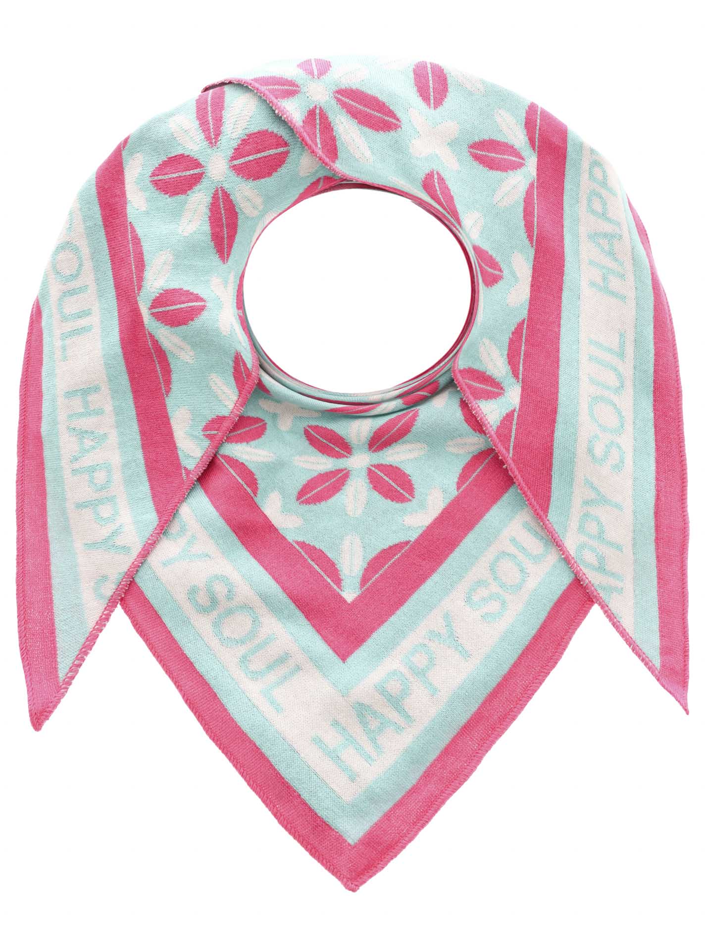 💕 Zwillingsherz Dreieckstuch "Happy Blumen" Baumwolle Türkis Pink