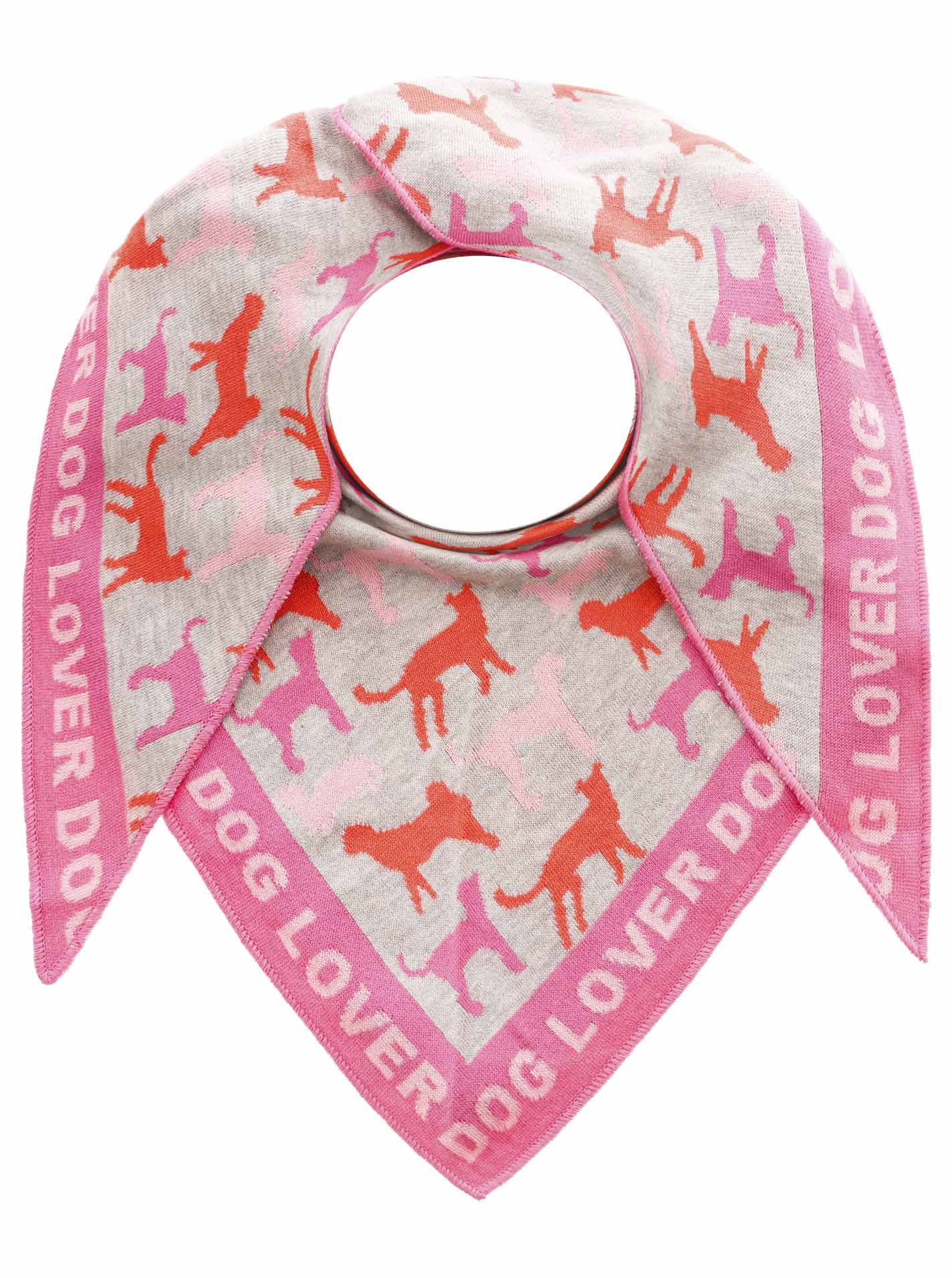 💕 Zwillingsherz Dreieckstuch "Dog Lover" Baumwolle Grau Pink Orange