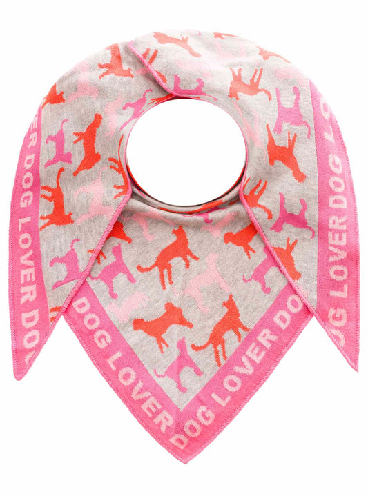 💕 Zwillingsherz Dreieckstuch "Dog Lover" Baumwolle Grau Pink Orange