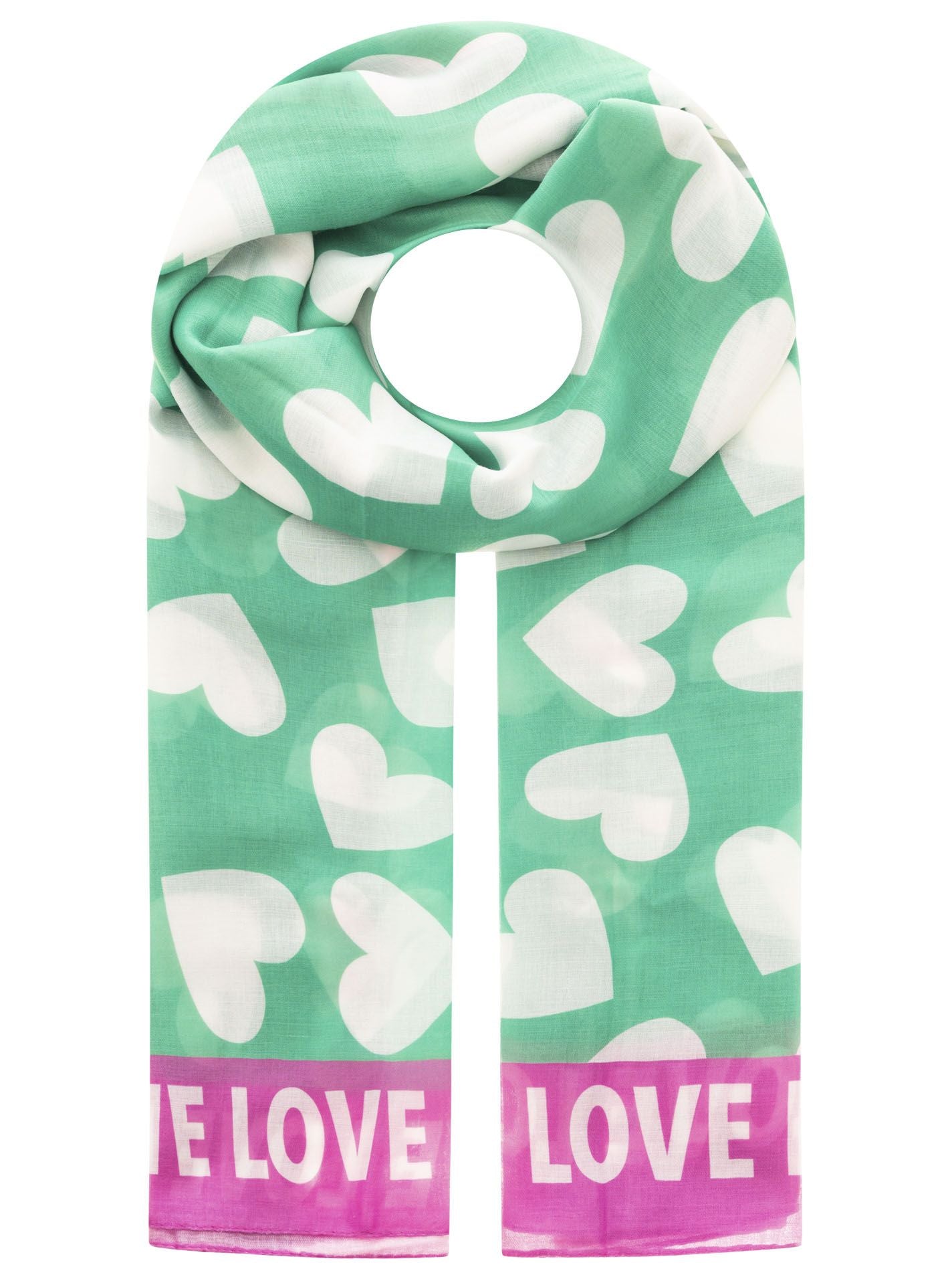 💕 Zwillingsherz Schal "Classic Hearts" Viskose Mix Grün