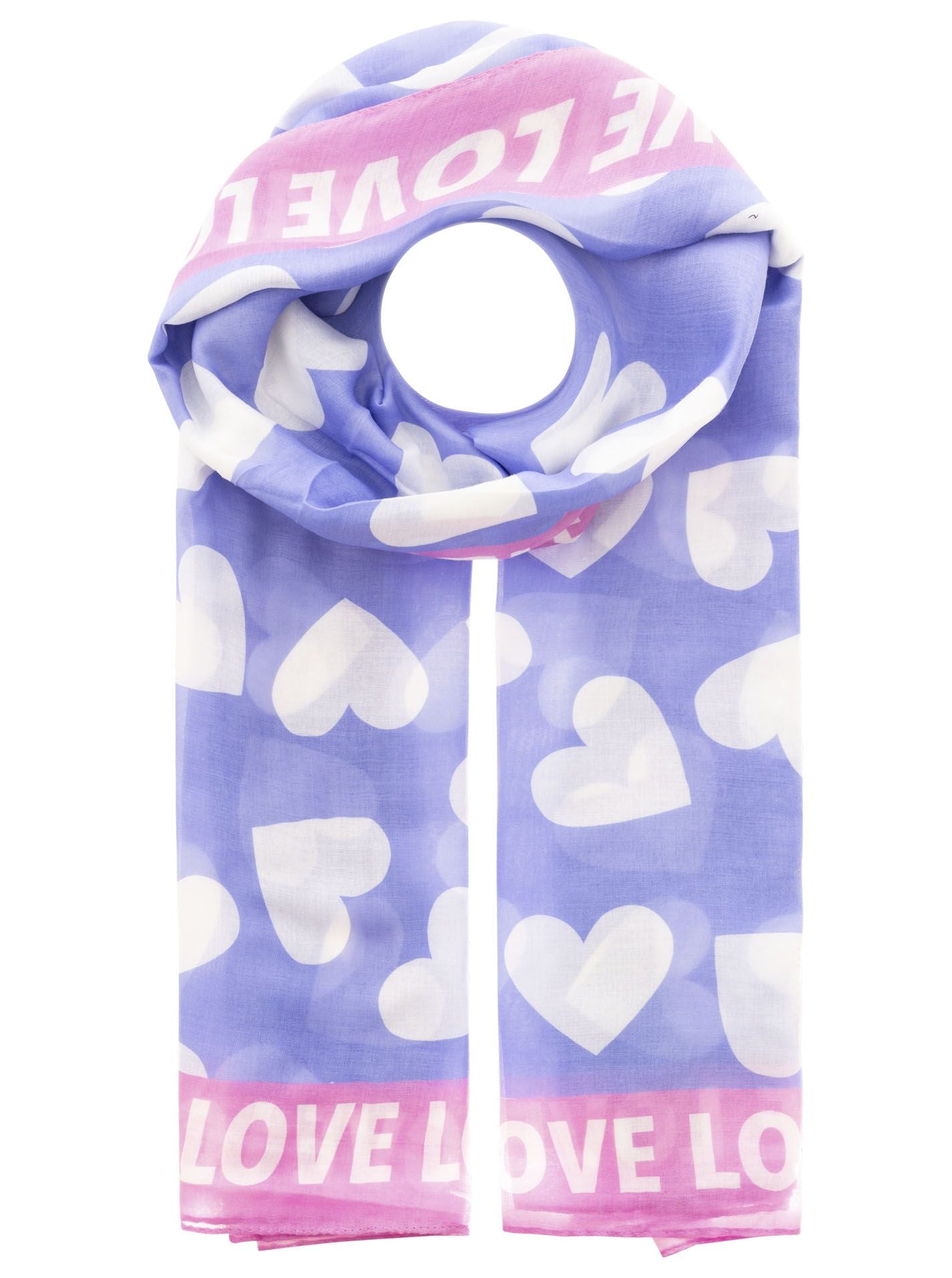 đź’• Zwillingsherz Schal "Classic Hearts" Viskose Mix Hellblau