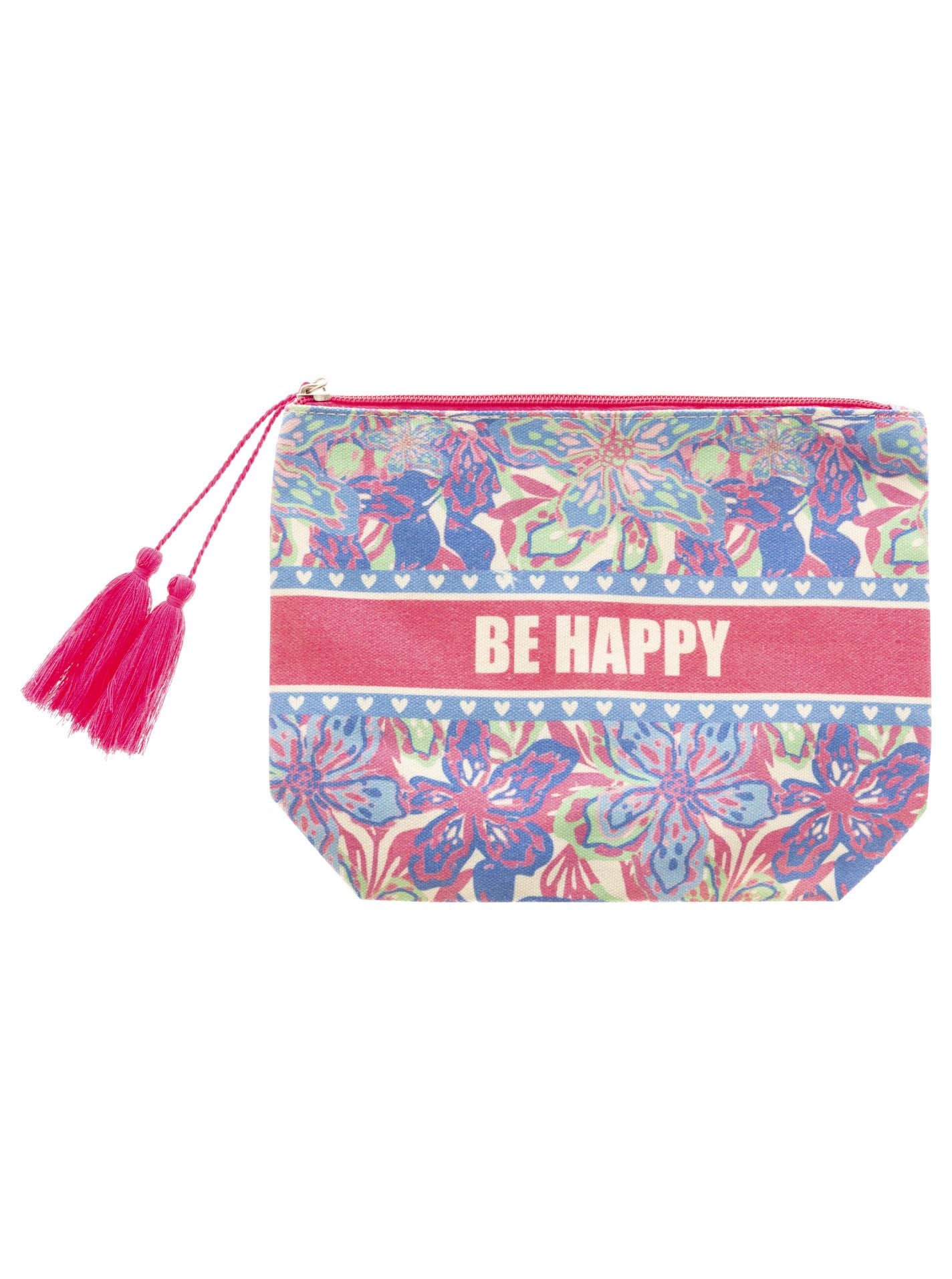 💕 Zwillingsherz Kosmetiktasche "Be happy" Pouch Blau