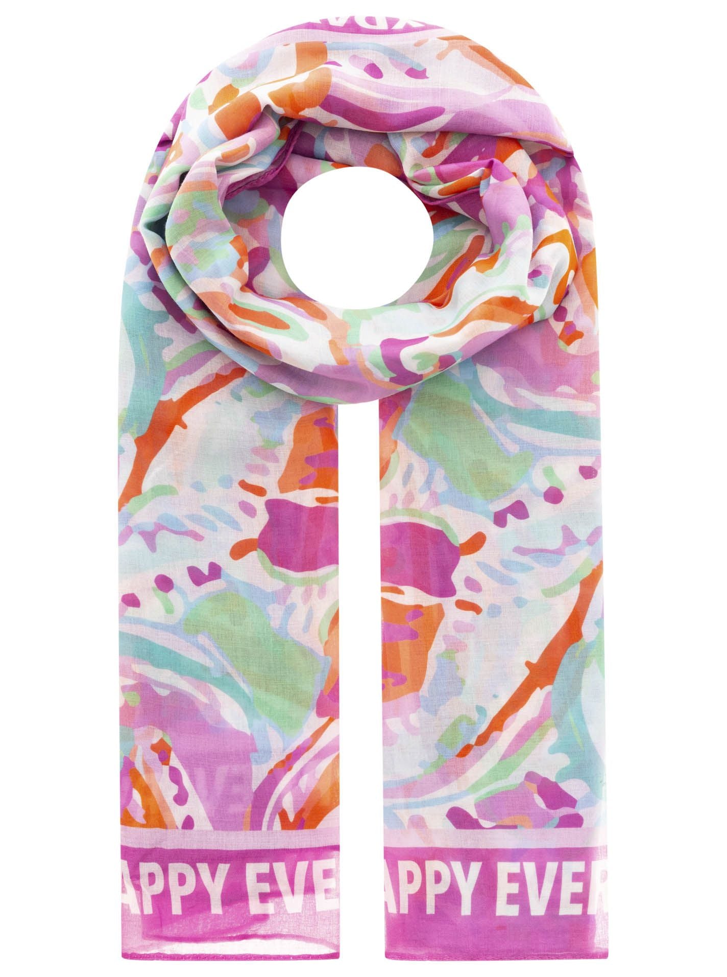 💕 Zwillingsherz Schal "Be Happy Everyday" Viskose Mix Pink