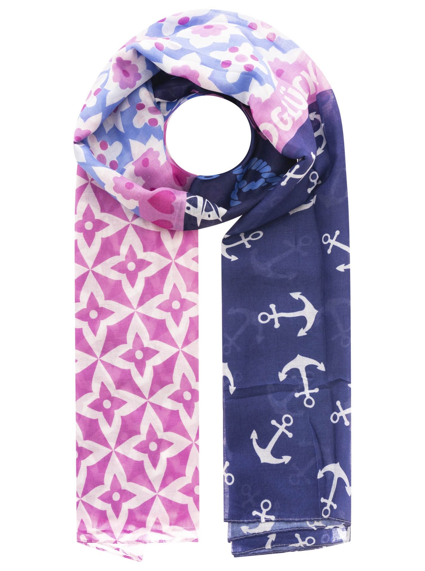 💕 Zwillingsherz Schal "Maritime Momente" Viskose Mix Blau